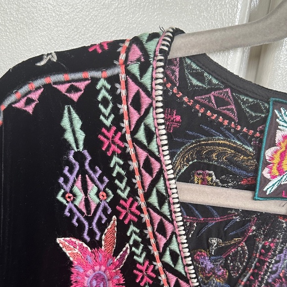 Johnny Was Black Top with Colorful Embroidery - Picture 8 of 17